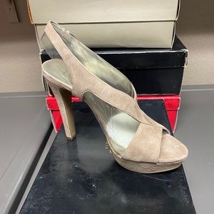 High heeled suede sandals by BCG